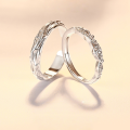 wholesale S925 Sterling Silver Adjustable Intertwined Branch Couple Rings Pair, Minimalist Design, Premium Feel-0-0