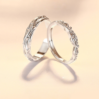 wholesale S925 Sterling Silver Adjustable Intertwined Branch Couple Rings Pair, Minimalist Design, Premium Feel-S925 silver women's ring Adjustable opening