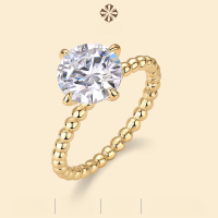 wholesale 925 silver minimalist gold-toned ins-style four-prong ring for women, non-fading, best-selling cross-border new product with moissanite-Moissanite 3 carats US 6