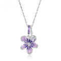 wholesale new fashionable S925 sterling silver orchid openwork enamel pendant necklace, elegant and fresh, wholesale-0-0