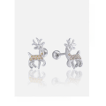 wholesale Sterling Silver S925 Small Deer Earrings Women European and American Ins Style Christmas One Deer With You Earrings Women Jewelry Wholesale-0-0