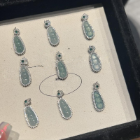 wholesale S925 Sterling Silver Natural Weathered Material Blue Water Jadeite Small Lucky Bean Four-Seasons Bean Pendant Women's Collarbone Necklace-Platinum 925 silver
