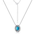wholesale S925 sterling silver plated with white gold, new geometric synthetic turquoise necklace for women vintage style, dropshipping-0-0