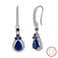 wholesale S925 Sterling Silver with Synthetic Sapphire Romantic and Versatile Women's Earrings-Platinum, approximately 2.59g 925 silver