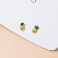 wholesale S925 Sterling Silver Gold-Plated Pineapple Stud Earrings for Women, Korean Style Fresh and Sweet Fruit Earrings E9384-0-2