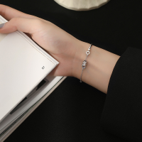 wholesale S925 Sterling Silver Classic Small Waist Single-sided Bracelet for Women, Fashionable Ins Niche Design, Versatile and Minimalist-Half Bracelet Slender Waist-Rose 925 Silver