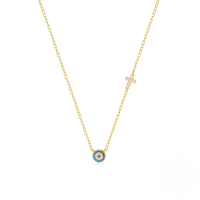 wholesale S925 Sterling Silver Demonic Eye Cross Pendant Chain Choker Necklace-Gold 925 silver