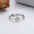 wholesale S925 Sterling Silver Double-Layer Line Wave Love Knot Ring, Fashionable Commute, Niche Design, Versatile Style-0-1