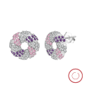 wholesale S925 Sterling Silver Multi-Color Zircon Floral Hoop Earrings, Luxury Cute Earrings Direct from Manufacturer-0-102