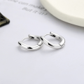 wholesale S925 Sterling Silver Geometric Circle Ear Clasp, Cold-Toned Fashion Commute Minimalist Versatile Design Earrings-0-2
