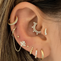 wholesale S925 Sterling Silver Double Row Zircon Spike Cartilage Earring, Piercing Ear Jewelry, European And American Style Ear Bone Clip, Ear Helix Nose Ring-0-2