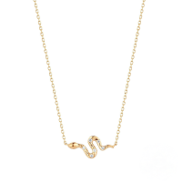 wholesale S925 Sterling Silver Ins-style Small Snake Pendant With Crystal Rhinestones And Pearl Drop Necklace-Gold-Style 3 925 Silver