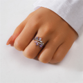 wholesale S925 Sterling Silver Japanese-style High-end Zircon-inlaid Ring With Korean-inspired Design Featuring Zircon Heart Petal Open Adjustable Index Finger-0-2