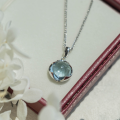 wholesale S925 Sterling Silver Natural Moonstone Aquamarine Topaz Pendant Necklace Women's Blue Moonstone Collarbone Chain Xiaohongshu Trendy-0-3
