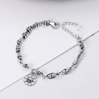 wholesale Sterling Silver Asymmetric Chain Sun Pendant Bracelet Korean Version Retro Thai Silver Ins Minimalist Style Personalized Women's Design-YS028/approx. 11.73g 925 silver