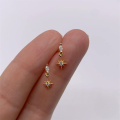 wholesale S925 Sterling Silver Marquise Cut Diamond Eight-Pointed Star Ear Studs, Korean Style Small and Unique Design-0-0