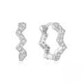 wholesale S925 Sterling Silver Single Row Wave Diamond Ear Cuff, Amazon Bestseller, Elegant Women's Earrings-0-6