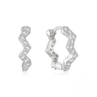 wholesale S925 Sterling Silver Single Row Wave Zircon Ear Cuff, Amazon Bestseller, Elegant Women's Earrings-Platinum 925 silver