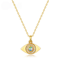 wholesale S925 Sterling Silver Gold-Plated New European and American Fashion Minimalist Evil Eye Pendant Choker Necklace for Women Wholesale from Manufacturers-10K gold + swimming paint (pendant does not include chain)  925 silver