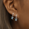 wholesale S925 Sterling Silver Single-row Zircon Turquoise Love Turtle Ear Hoops-0-2