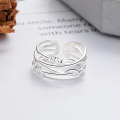wholesale S925 Sterling Silver Korean-style Minimalist Irregular Line Wrapped Viral Versatile Open Ring-0-2