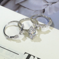 wholesale Sterling Silver Cross-Border Foreign Trade Three-Stone Stackable Ring 3-Carat Marquise Cut High-End Moissanite Jewelry-0-1