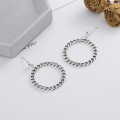 wholesale S925 Sterling Silver European and American Cross-Border Minimalist Style Chain Design Hard Circle Individuality Creative Trendy Earrings-0-2