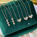 wholesale S925 Sterling Silver Detachable Four-Leaf Clover Pendant with Diamond Inlay, Fashionable and Luxurious Niche Design High-End Collarbone Necklace-0-5