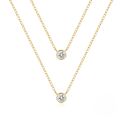 wholesale S925 Sterling Silver Double Layered Stackable Classic Single Diamond Pendant Necklace-0-5