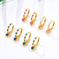 wholesale S925 Sterling Silver Heart Earrings European and American Luxury High-End Ear Clasp Zircon Colorful Dopamine Cross-Border Earrings-0-1