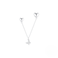 wholesale S925 Sterling Silver Star Moon Tassel Chain Inlaid Zircon Earrings, Korean Style Heart Unique Design Bright Silver-0-5