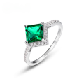 wholesale S925 Sterling Silver New European and American Light Luxury Cultivated Emerald Ring for Women, Set with Colored Gemstones, Wholesale from Manufacturers-0-0