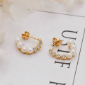 wholesale S925 Silver Plated 14K Gold French Minimalist Niche Design Pearl Earrings-0-1