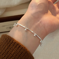 wholesale S925 Sterling Silver Korean-style Tube Link Bracelet for Women, Minimalist Design, Fashionable and Trendy Jewelry with a Premium Feel-Sterling silver