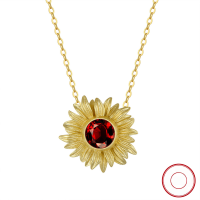 wholesale S925 Sterling Silver 14K Sunflower Pendant with Natural Garnet, Factory Direct-6mm natural garnet &gt; 925 silver
