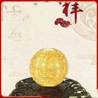 wholesale 3D Hard Gold Transfer Bead, Huiwen Bead, Auspicious Cloud Bead, Road-Road-Through Bead DIY Bracelet, Literary Play Crystal Bead Accessories-About 10 mm