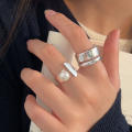 wholesale S925 Sterling Silver Pearl Ring for Women, Unique Niche Minimalist Style, Exaggerated Design, Heavy Workmanship, High-End Fashionable Statement Ring-0-3