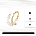 wholesale S925 sterling silver ring with natural freshwater pearl and zirconia, featuring an open design and fashionable style-0-3