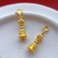 wholesale Gold-plated 925 ancient silver fittings with engraved intricate twin lotus beads, Vajra bell pendant, and Kylin blessing seal pendant for DIY-0-7