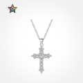 wholesale S925 Sterling Silver European and American Style Cross Pendant Necklace, Classic Zircon Women's Choker, Thick Chain Collarbone Necklace-0-3