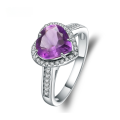 wholesale 925 Silver Light Luxury Designer Love Natural Amethyst Ring, Fashionable High-End Elegant Natural Gemstone Ring-0-0