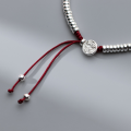wholesale S925 Sterling Silver Peace and Joy Red String Beaded Bracelet, Chinese Style Design Elegant Women's Jewelry S6912-0-3