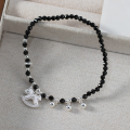 wholesale S925 Sterling Silver Diamond-Encrusted Rocking Horse Bracelet Sweet Ins Style Niche Design Black Crystal Pointed Rocking Horse Bracelet S7947-0-3