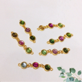 wholesale S925 Gold-Plated Silver Natural Tourmaline Square Star Three-Connector Accessory Bracelet Necklace String Charm DIY Handmade Spacer Bead-0-1