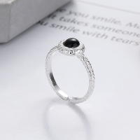 wholesale S925 Silver Cloud Tide Pavilion Fashion Korean Japanese Irregular Lava Black Agate Trendy Versatile New Adjustable Ring-YJ1345/approx. 2.2g Adjustable opening