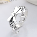 wholesale S925 Sterling Silver Bow Tassel Pendant CD Letter Ring Korean Style Fresh Sweet Fashion Index Finger Ring for Women-0-0