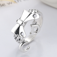 wholesale S925 Sterling Silver Bow Tassel Pendant CD Letter Ring Korean Style Fresh Sweet Fashion Index Finger Ring for Women-784FJ/approx. 4.9g Adjustable opening