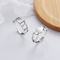 wholesale S925 Sterling Silver Korean-style Creative Geometric Square Triangle Punk Style Open Ring for Couples-0-0