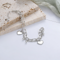 wholesale S925 Sterling Silver Korean Dongdaemun Retro Vintage Double-Layer Small Heart Bead Pendant Creative Bracelet-0-1