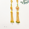 wholesale Metal S925 Gold-Plated Red and Green Tassel Pendant Accessory for Bracelet Necklace Stringing DIY Handcraft Spacer Bead Semi-Finished Product-0-4